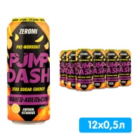 Энергетический напиток Zeromi Pump Dash Манго-Апельсин 0.5 литра, ж/б, 12 шт. в уп.